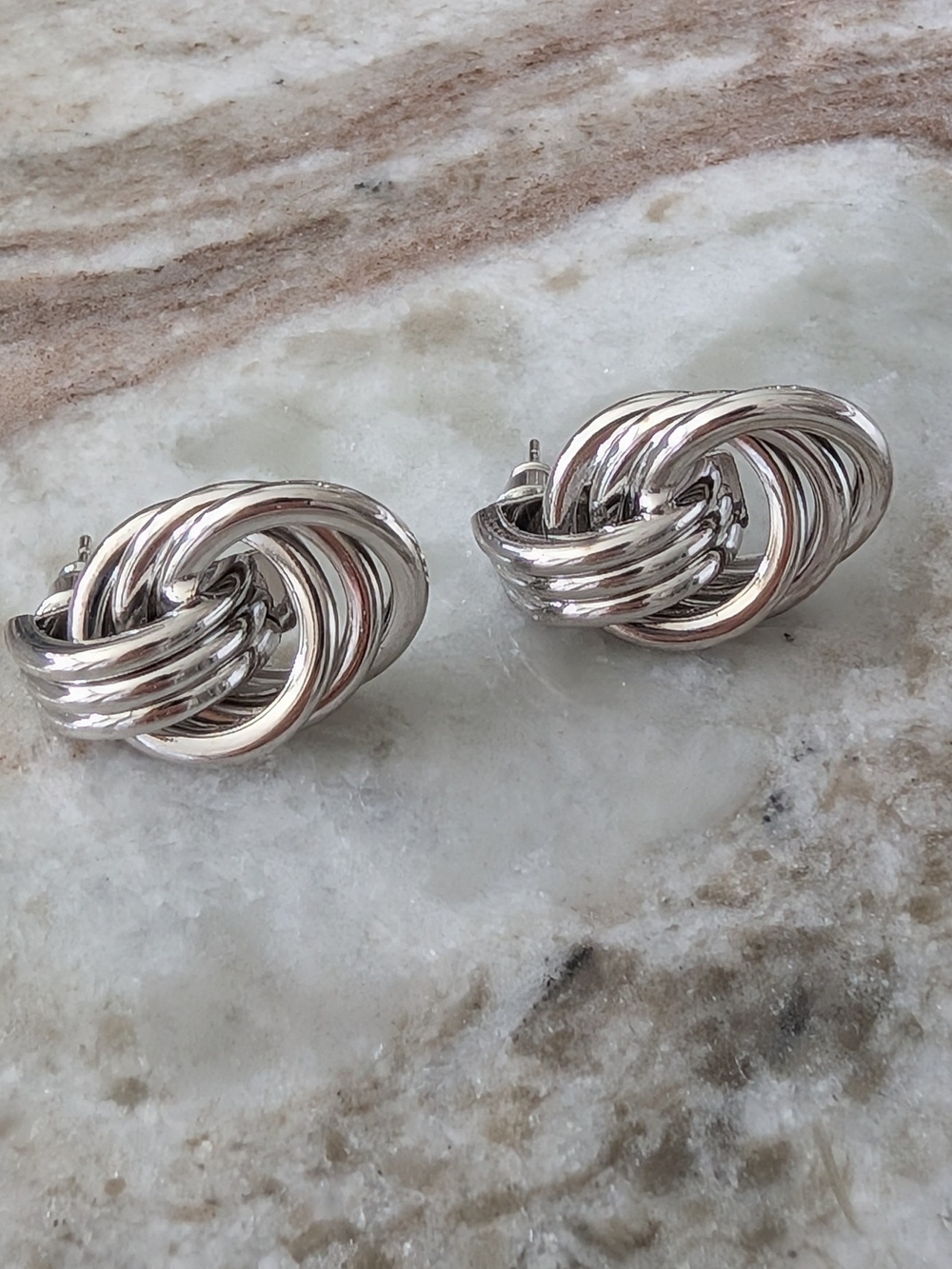 Silver Multi-Ring Knot Drop Earrings - Women Jewelry - Picture 4 of 8